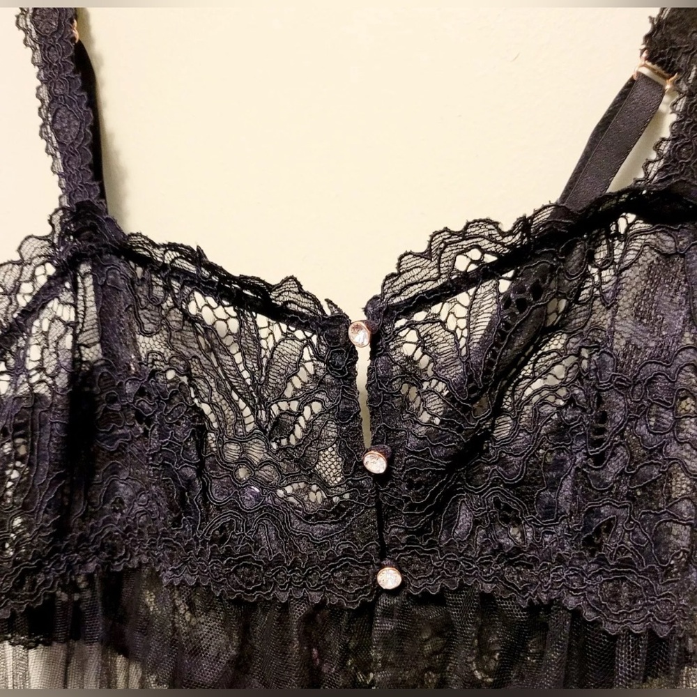 Savage Fenty Sexy Fem Bot Black Lace & Tulle Maxi Slip- Nighty lingerie 1X - Picture 6 of 8
